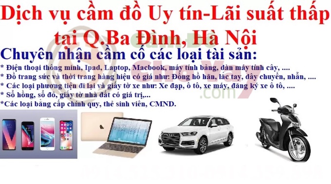 Ngoài dịch vụ cầm đồ xe ô tô quận Ba Đình Camdochovay còn nhận cầm cố các loại tài sản nào?